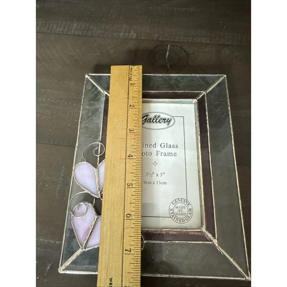 VTG Gallery 3D Purple Heart  Stained Glass Picture Frame 3.5